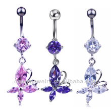 316L Stainless Steel 14G Butterfly Navel Ring Belly Bar Stud Ball Barbell Body Piercing BER-022